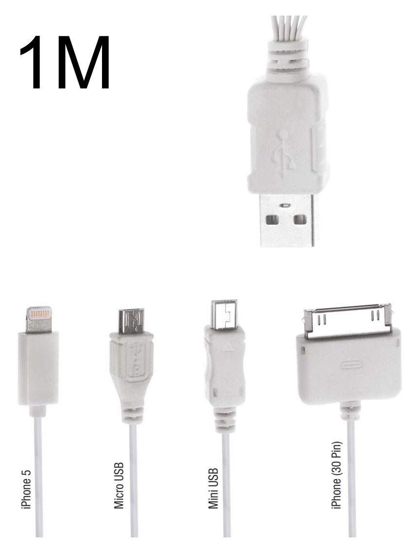 POWERTECH καλώδιο USB 2.0 4 in 1, 1m, λευκό