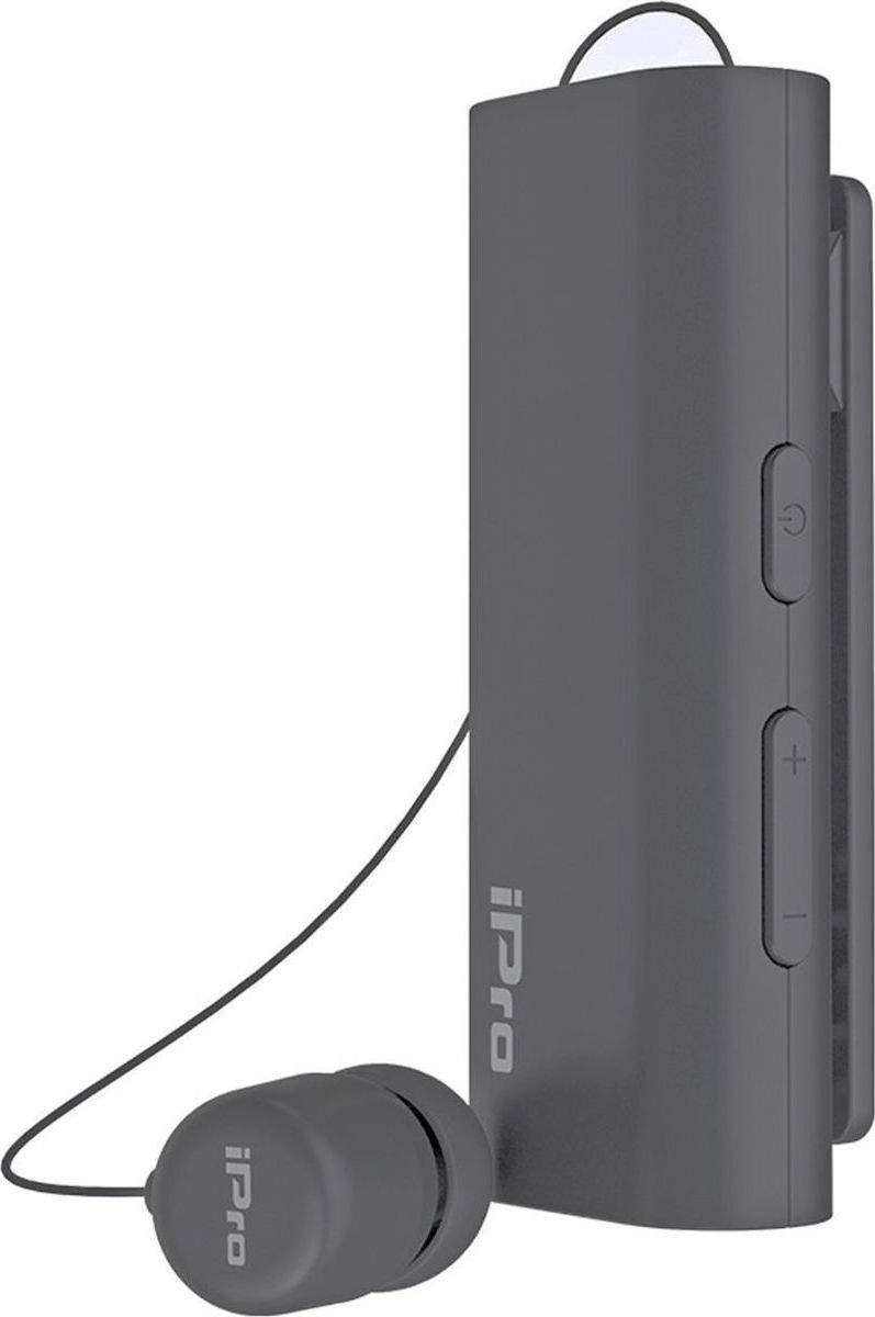Ακουστικό Bluetooth iPro RH519 AutoAnswer Retractable με Δόνηση Γκρι