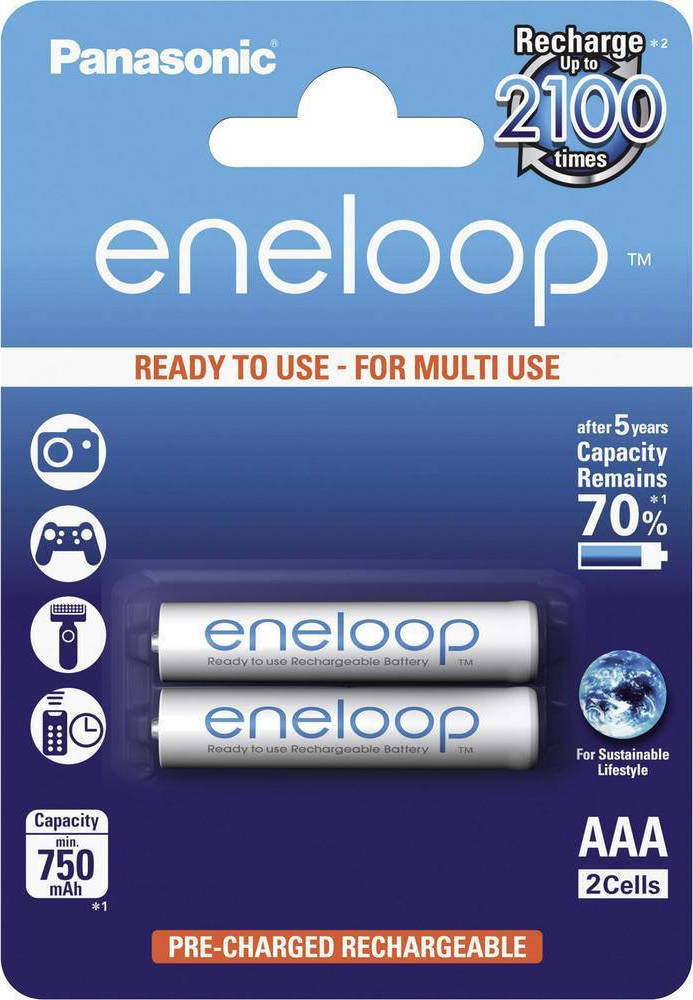 Μπαταρία Επαναφορτιζόμενη Panasonic Eneloop AAA 750mAh NiMH (2 τεμ.)