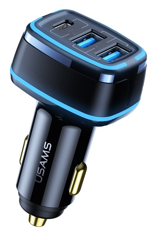 USAMS USB φορτιστής αυτοκινήτου, US-CC126, 3x USB, 80W, μαύρος