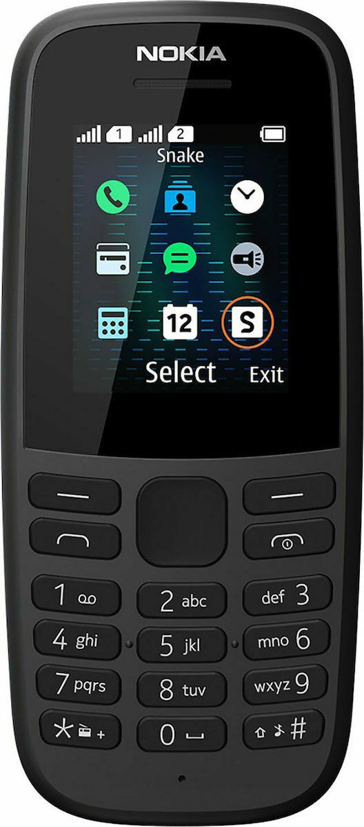 Nokia 105 (2019) Dual SIM Κινητό με Κουμπιά Μαύρο