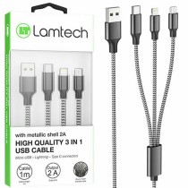 LAMTECH HIGH QUALITY 3 IN 1 USB CABLE WITH METALLIC SHELL BLACK