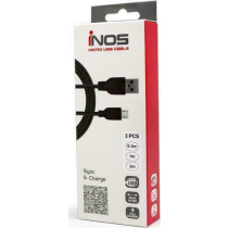 Σετ Καλώδια Σύνδεσης USB 2.0 inos USB A σε Micro USB 0.3m/ 1m/ 2m Μαύρο (3 τεμ)