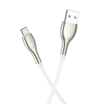 Borofone BU29 Exquisite Braided / LED USB 2.0 Cable USB-C male - USB-A male Λευκό 1.2m