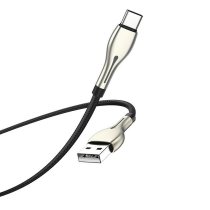 Borofone BU29 Exquisite Braided / LED USB 2.0 Cable USB-C male - USB-A male Μαύρο 1.2m