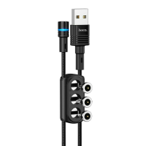 Hoco Braided / Magnetic USB to Lightning / Type-C / micro USB Cable Μαύρο 1.2m (Sunway U98)
