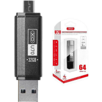 XO U70 64GB USB 2.0 Stick με σύνδεση USB-A & micro USB-B Μαύρο