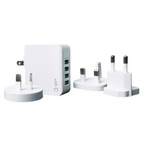SILICON POWER φορτιστής τοίχου WC104P, 4x USB, UK/EU/AU/US, 4.4Α, λευκός