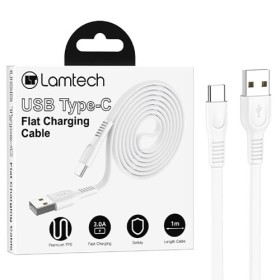 LAMTECH TYPE-C FLAT CHARGING CABLE 1M WHITE