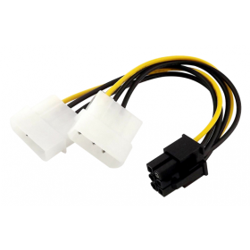 POWERTECH Καλώδιο PCI-E 6pin σε 2x molex IDE 4pin CAB-W031, 10cm