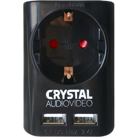 Μονόπριζο Crystal Audio SU-1 με 2 Θύρες USB 2.4A Μαύρο