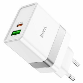 Hoco Φορτιστής Χωρίς Καλώδιο με Θύρα USB-A και Θύρα USB-C 30W Quick Charge 3.0 / Power Delivery Λευκός (N21)